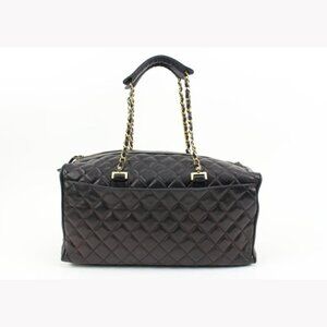 Chanel Rare Black Quilted Lambskin Boston Gold Chain Duffle 38ck311s